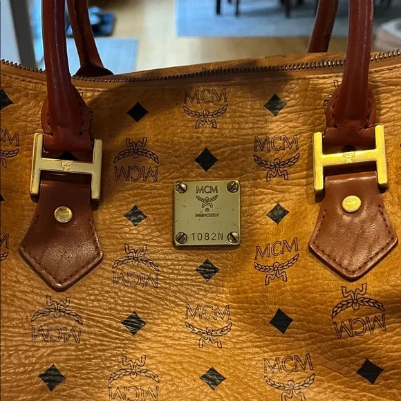 MCM Cognac Monogram Satchel - Picture 3 of 15